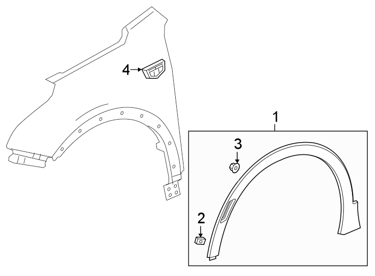 Diagram FENDER. EXTERIOR TRIM. for your Chevrolet Bolt EV  