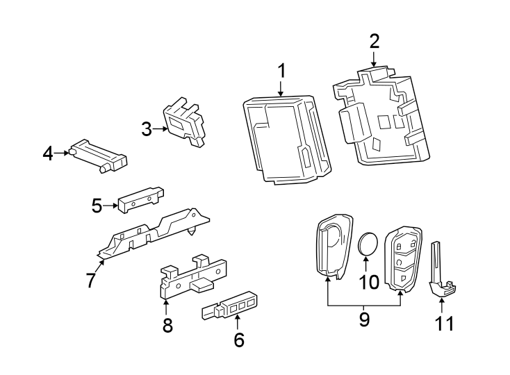 Diagram KEYLESS ENTRY COMPONENTS. for your 2020 Chevrolet Spark 1.4L Ecotec CVT LS Hatchback 