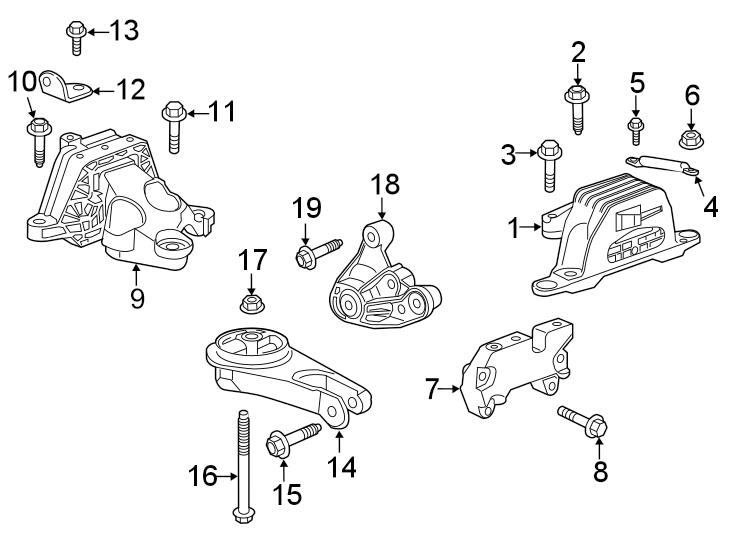 Diagram ENGINE / TRANSAXLE. ENGINE & TRANS MOUNTING. for your 2013 GMC Sierra 2500 HD   