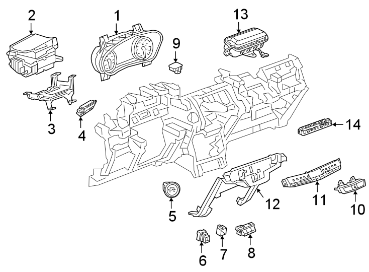 INSTRUMENT PANEL. CLUSTER & SWITCHES. Diagram