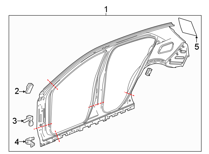 Diagram PILLARS. ROCKER & FLOOR. UNISIDE. for your 2021 GMC Sierra 2500 HD  SLE Extended Cab Pickup Fleetside 