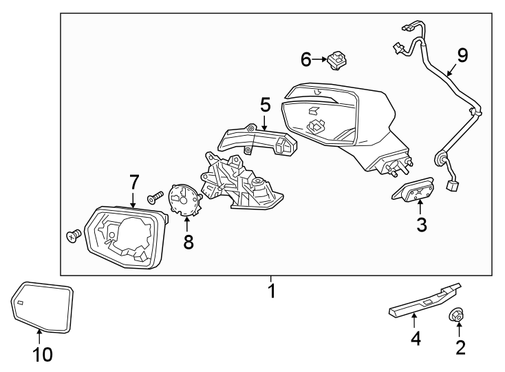 Diagram FRONT DOOR. OUTSIDE MIRRORS. for your 2025 Cadillac XT4   