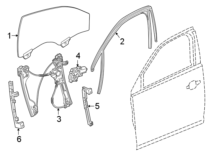 Diagram FRONT DOOR. GLASS & HARDWARE. for your 2019 Chevrolet Spark   