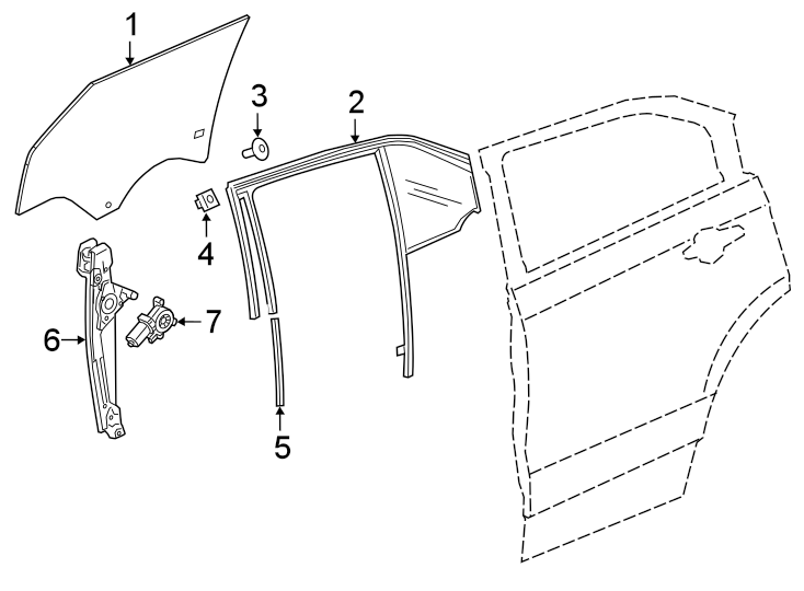 Diagram REAR DOOR. GLASS & HARDWARE. for your Chevrolet Spark  