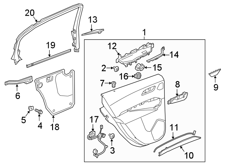 REAR DOOR. INTERIOR TRIM. Diagram