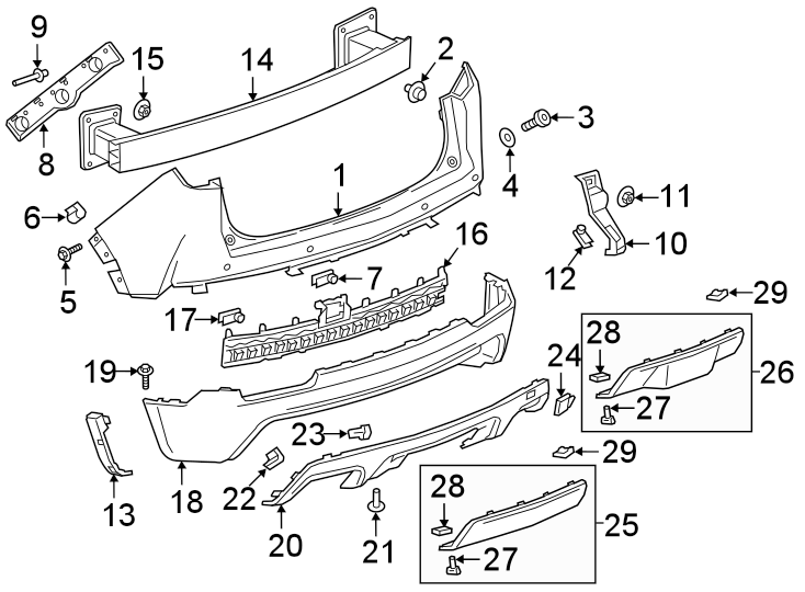 28REAR BUMPER. BUMPER & COMPONENTS.https://images.simplepart.com/images/parts/motor/fullsize/BN19765.png