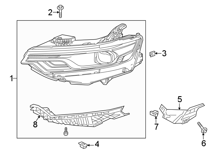 Diagram Front lamps. Headlamps. for your Cadillac