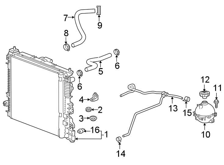 Diagram RADIATOR & COMPONENTS. for your 2023 Cadillac XT4   