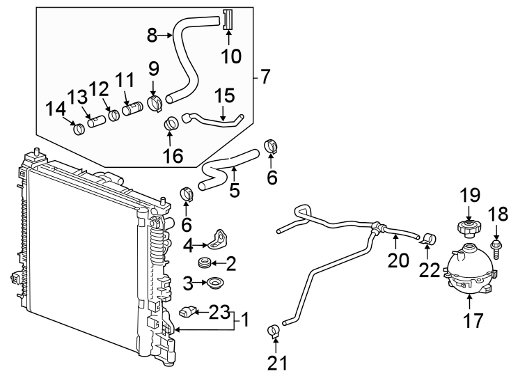 Diagram Radiator & components. for your 2019 Chevrolet Equinox   