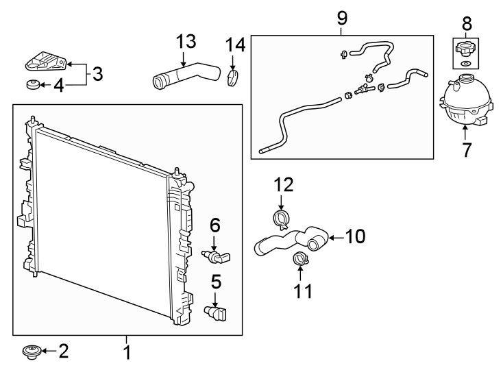 Diagram Radiator & components. for your 1995 Chevrolet K2500  Base Standard Cab Pickup Fleetside 4.3L Chevrolet V6 A/T 