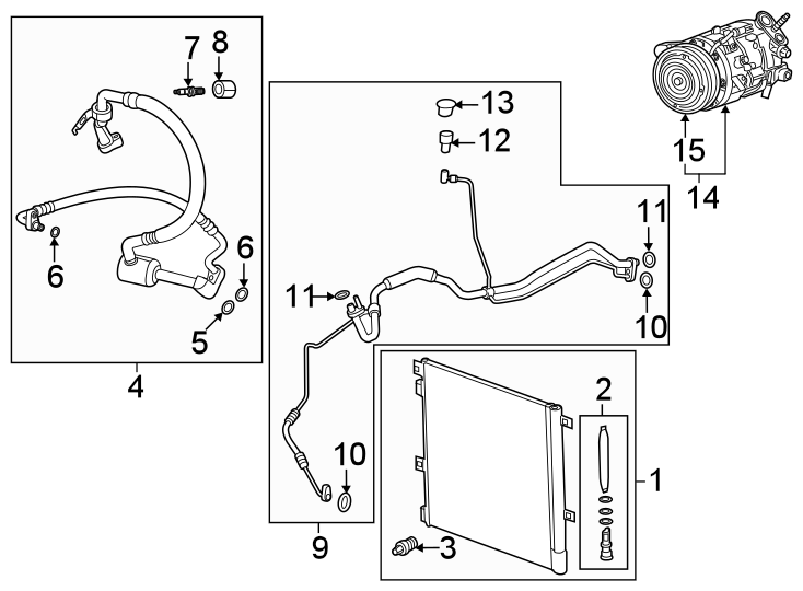 Diagram Air conditioner & heater. Compressor & lines. Condenser. for your 1990 Buick Century   