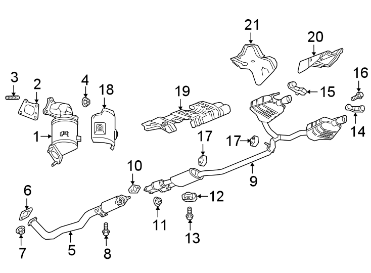 Diagram EXHAUST SYSTEM. EXHAUST COMPONENTS. for your 2022 Chevrolet Camaro  ZL1 Convertible 