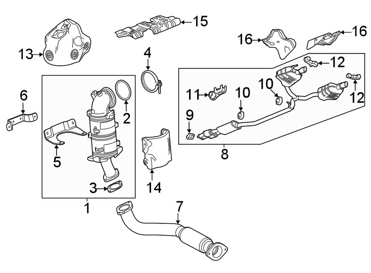 Diagram Exhaust system. Exhaust components. for your 2017 Chevrolet Camaro  LT Convertible 