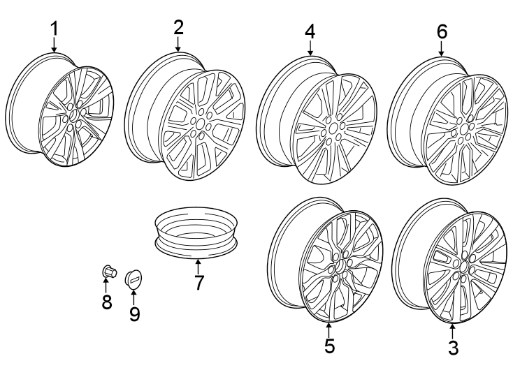 Diagram Wheels. for your Cadillac XT6  