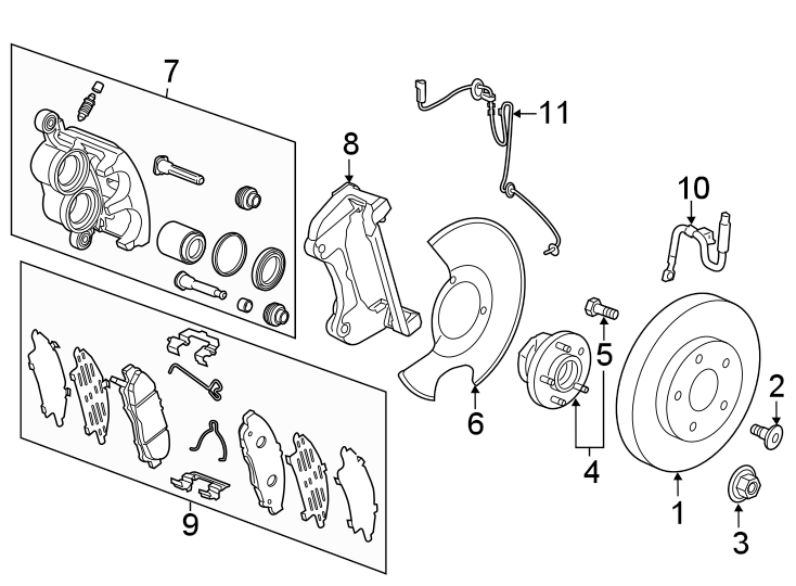 FRONT SUSPENSION. BRAKE COMPONENTS.