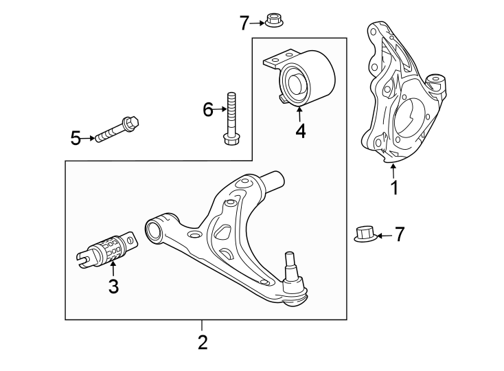 Diagram FRONT SUSPENSION. SUSPENSION COMPONENTS. for your Cadillac