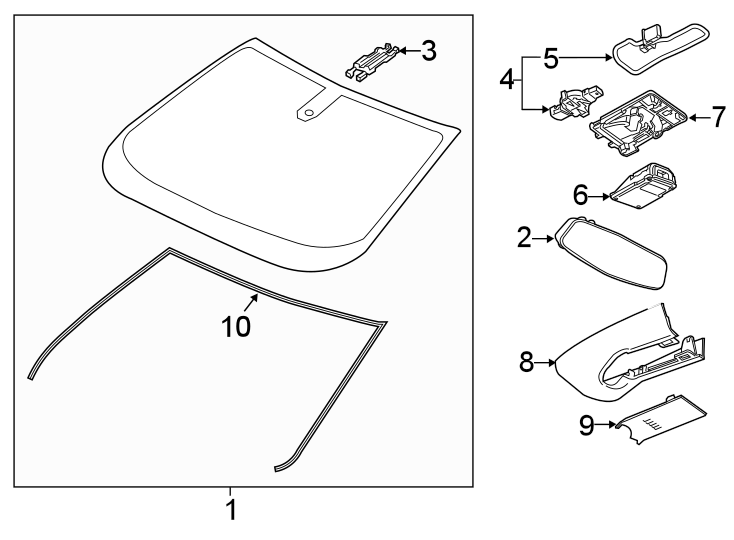 Diagram WINDSHIELD. GLASS. REVEAL MOLDINGS. for your 2015 Cadillac ATS   