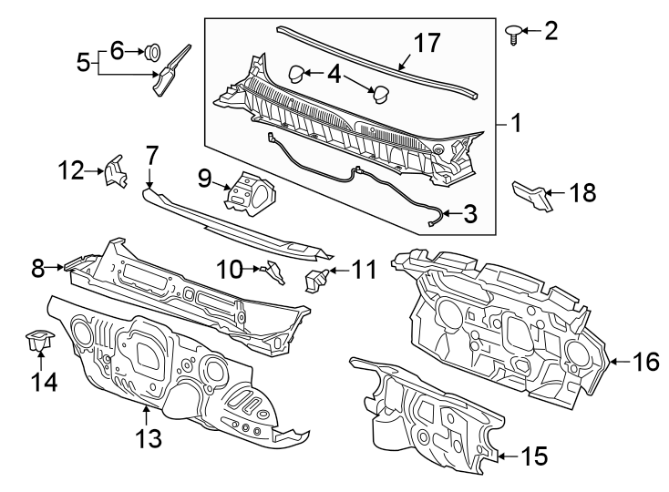 Diagram COWL. for your 2003 Pontiac Grand Prix   