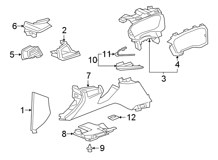 Diagram INSTRUMENT PANEL COMPONENTS. for your 2001 Buick Century   