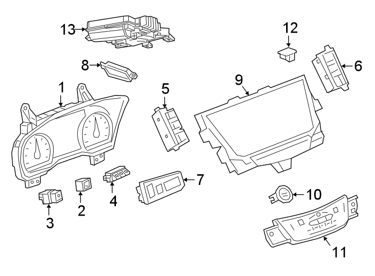 INSTRUMENT PANEL. CLUSTER & SWITCHES. Diagram