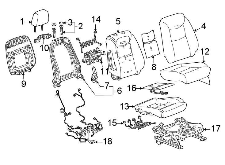 SEATS & TRACKS. PASSENGER SEAT COMPONENTS. Diagram