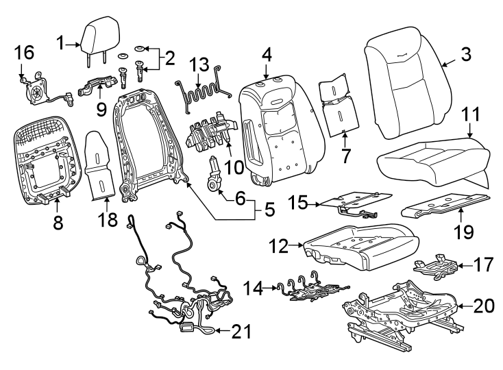 SEATS & TRACKS. PASSENGER SEAT COMPONENTS. Diagram