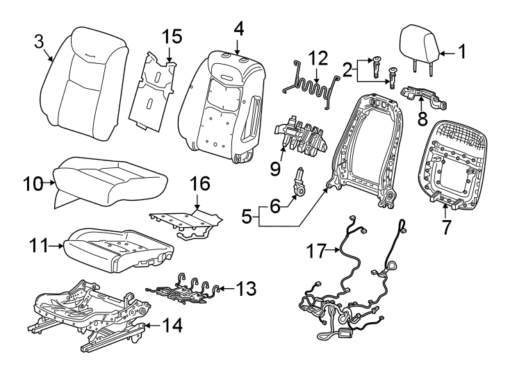 SEATS & TRACKS. DRIVER SEAT COMPONENTS. Diagram