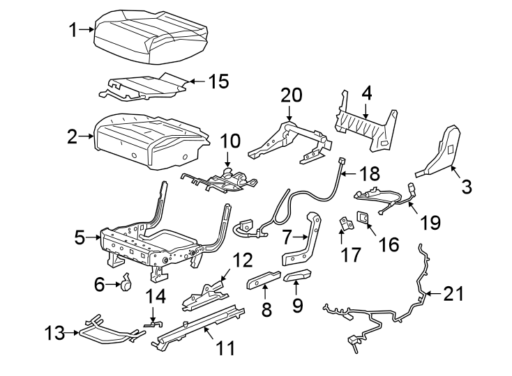 Diagram SEATS & TRACKS. SECOND ROW SEATS. for your 2018 Cadillac ATS Luxury Coupe 2.0L Ecotec M/T RWD 