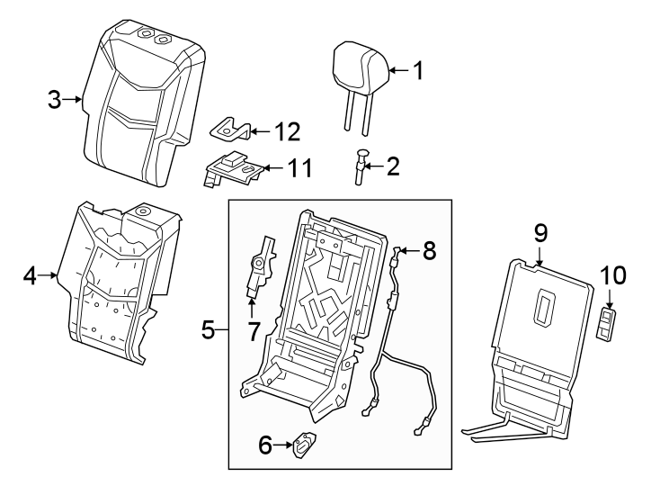 Diagram SEATS & TRACKS. SECOND ROW SEATS. for your 2005 Chevrolet Express 1500   