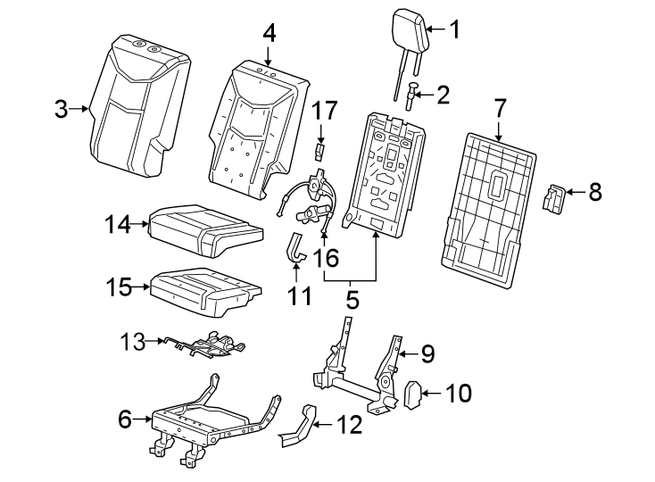 Diagram SEATS & TRACKS. THIRD ROW SEATS. for your GMC