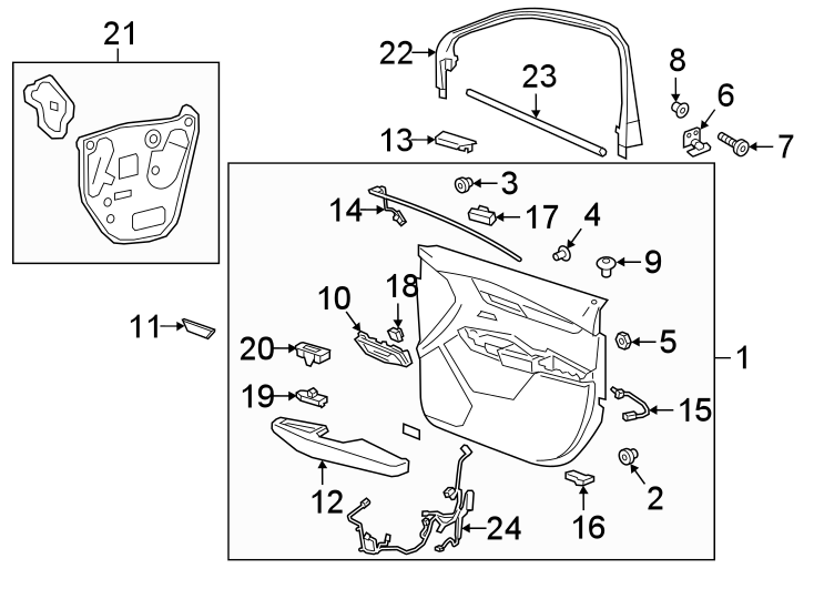 Diagram FRONT DOOR. INTERIOR TRIM. for your 2000 Buick Century   