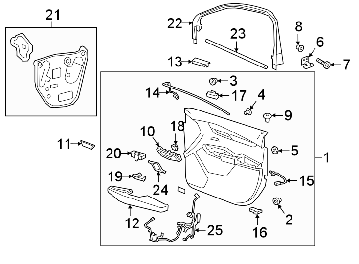 Diagram FRONT DOOR. INTERIOR TRIM. for your 2002 Buick Century   