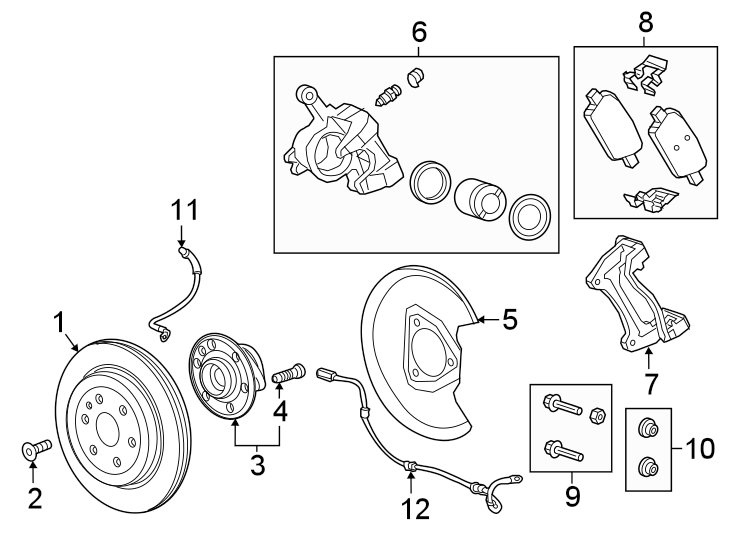 Diagram REAR SUSPENSION. BRAKE COMPONENTS. for your Cadillac