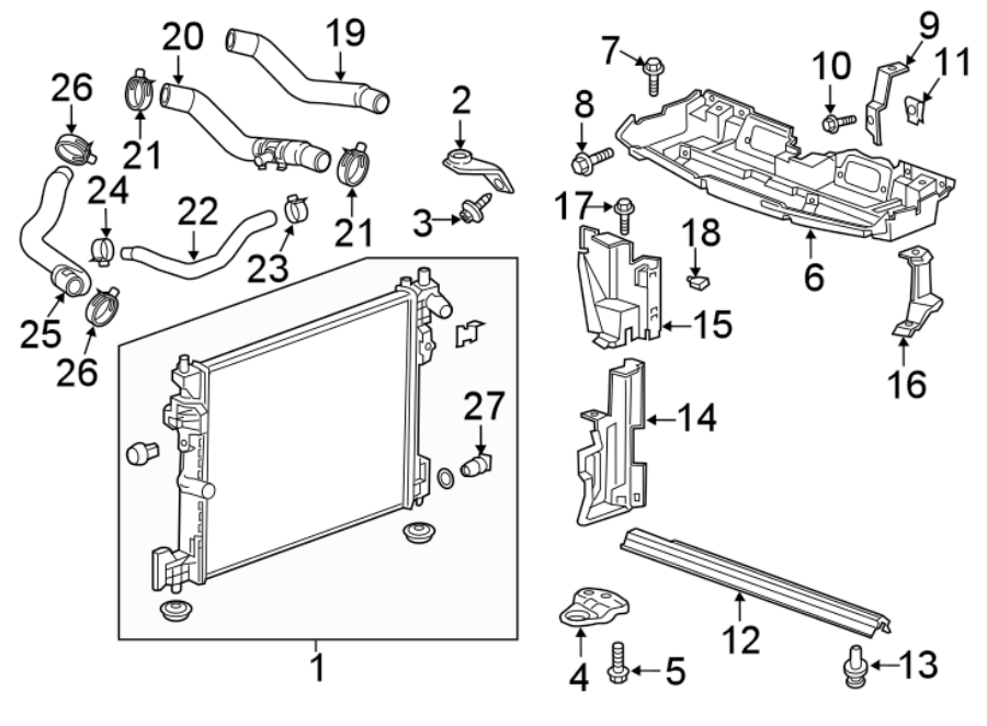 Diagram Steering gear & linkage. Radiator & components. for your 2013 Chevrolet Equinox   