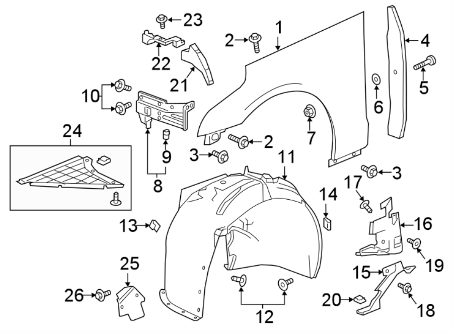 FENDER & COMPONENTS. Diagram