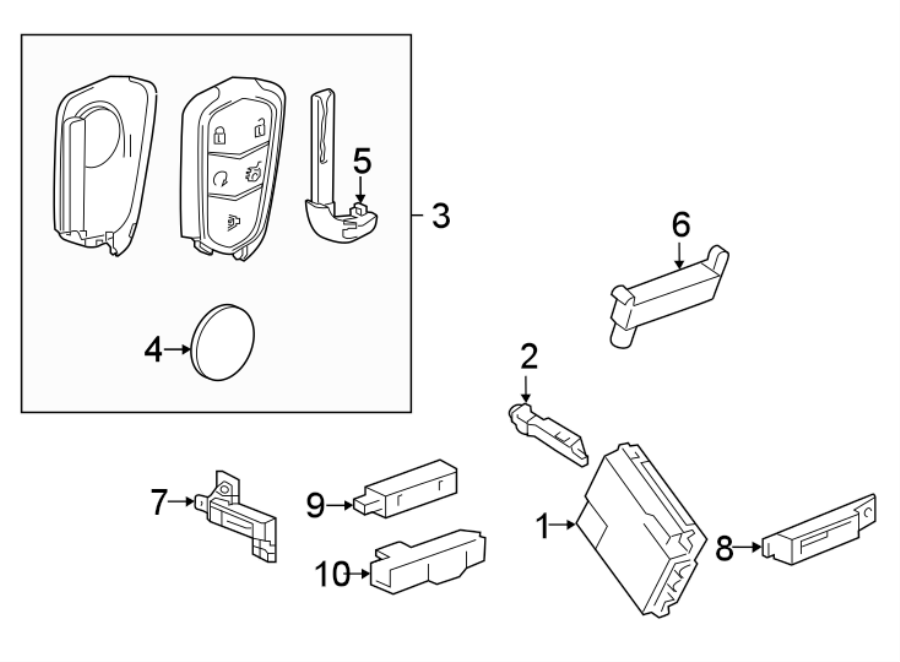 Diagram KEYLESS ENTRY COMPONENTS. for your 2020 Chevrolet Spark  LT Hatchback 