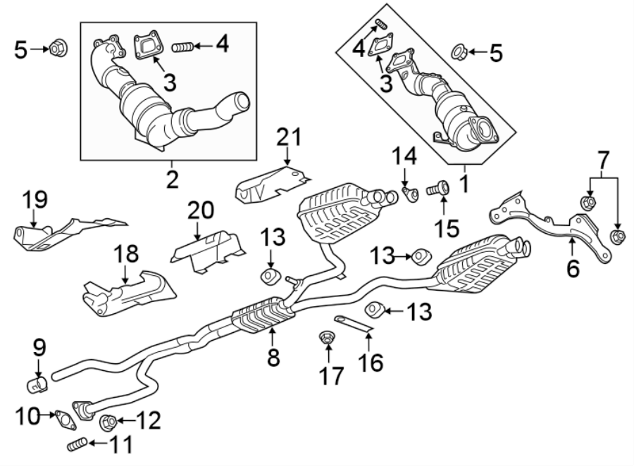 Diagram EXHAUST SYSTEM. EXHAUST COMPONENTS. for your 2022 Chevrolet Camaro  ZL1 Coupe 