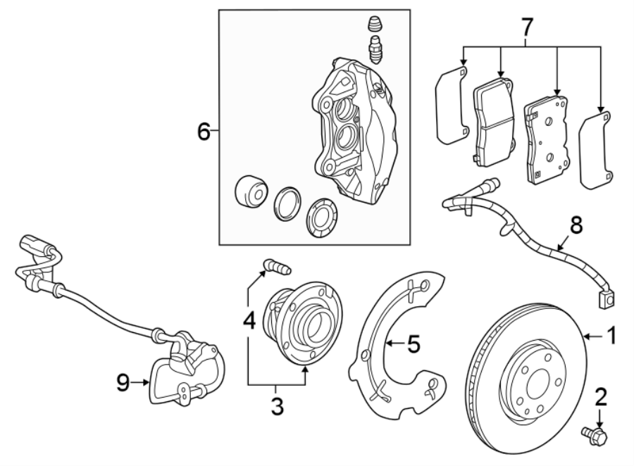 Diagram FRONT SUSPENSION. BRAKE COMPONENTS. for your 2002 GMC Sierra 2500 HD 6.0L Vortec V8 A/T RWD SL Standard Cab Pickup Fleetside 