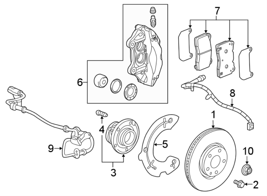 Diagram FRONT SUSPENSION. BRAKE COMPONENTS. for your 2016 GMC Sierra 2500 HD 6.0L Vortec V8 FLEX A/T RWD SLT Extended Cab Pickup Fleetside 