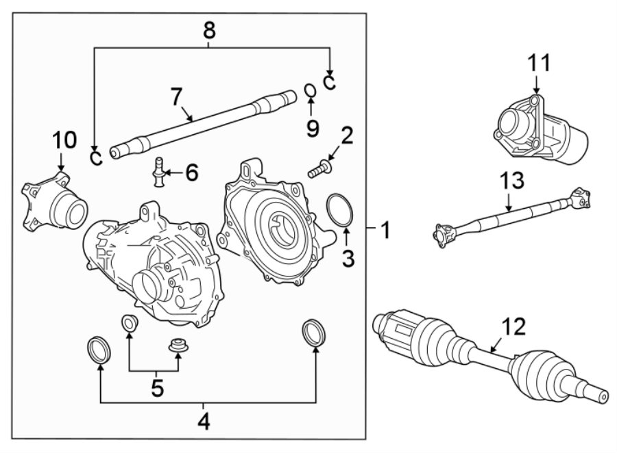 Diagram FRONT SUSPENSION. CARRIER & FRONT AXLES. for your 2012 GMC Sierra 2500 HD 6.6L Duramax V8 DIESEL A/T 4WD SLT Crew Cab Pickup Fleetside 