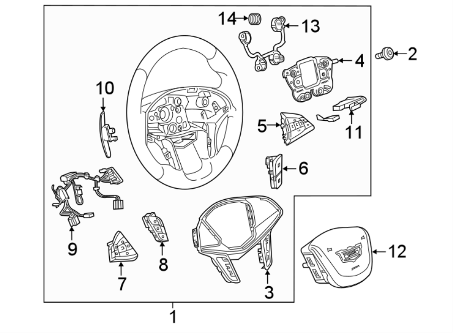 Diagram STEERING WHEEL & TRIM. for your 2021 Chevrolet Traverse    