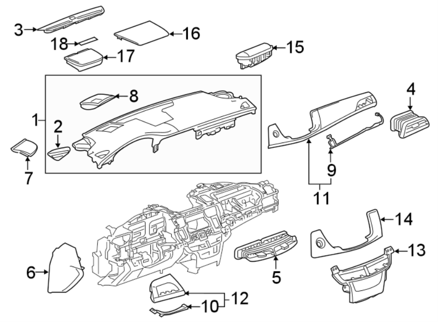 Diagram Instrument panel components. for your Chevrolet Camaro  