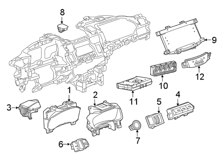 Diagram INSTRUMENT PANEL. CLUSTER & SWITCHES. for your 2020 Chevrolet Spark  LT Hatchback 