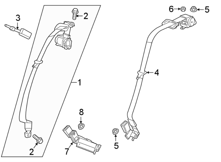 Diagram RESTRAINT SYSTEMS. REAR SEAT BELTS. for your 2012 GMC Sierra 2500 HD  SLT Crew Cab Pickup Fleetside 