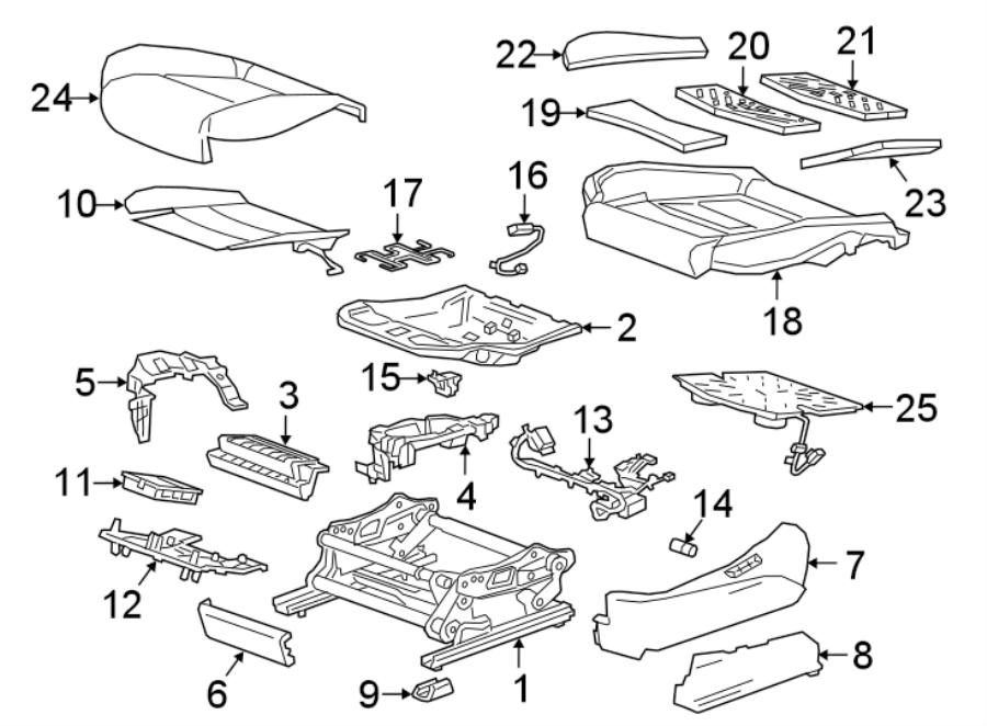 Diagram SEATS & TRACKS. DRIVER SEAT COMPONENTS. for your Buick Century  