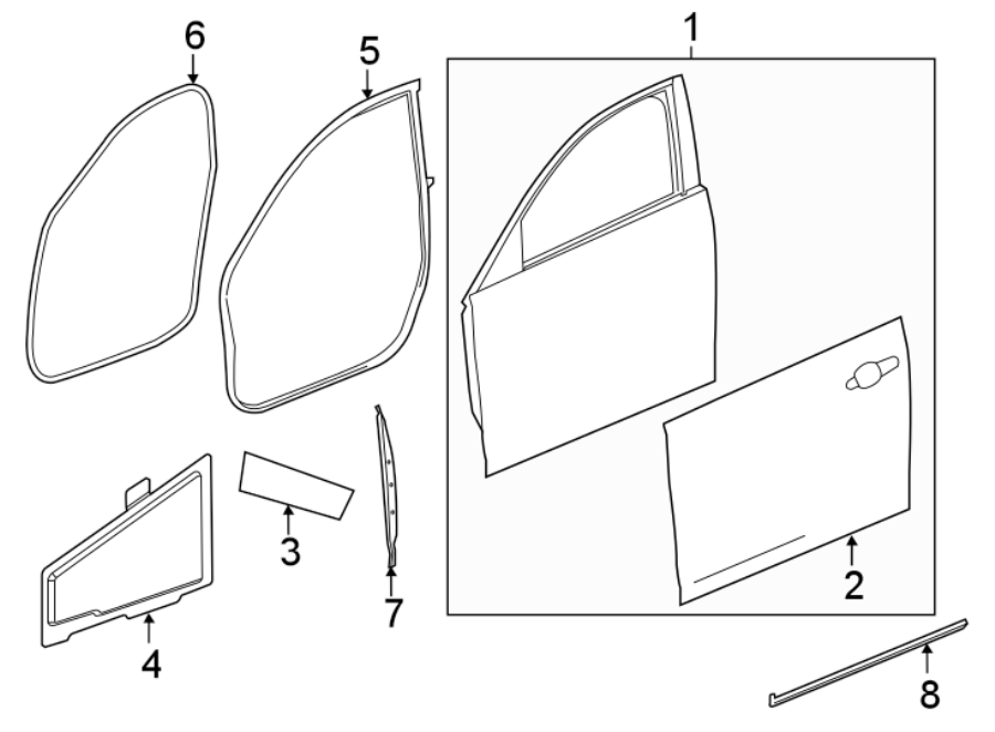 FRONT DOOR. DOOR & COMPONENTS. Diagram