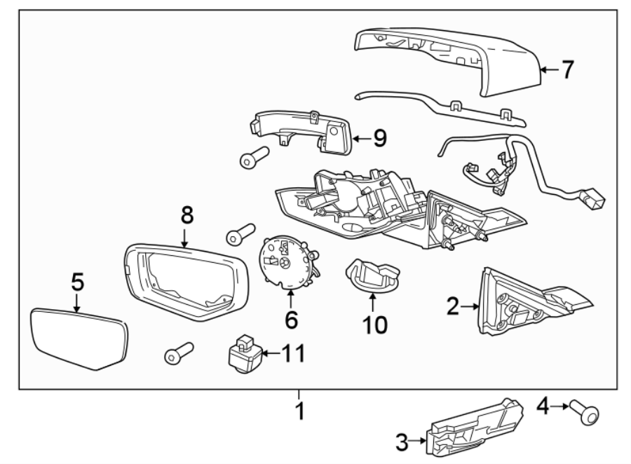 Diagram FRONT DOOR. OUTSIDE MIRRORS. for your Cadillac XT4  