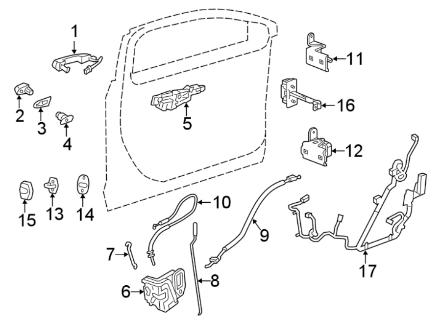 Diagram FRONT DOOR. LOCK & HARDWARE. for your Cadillac