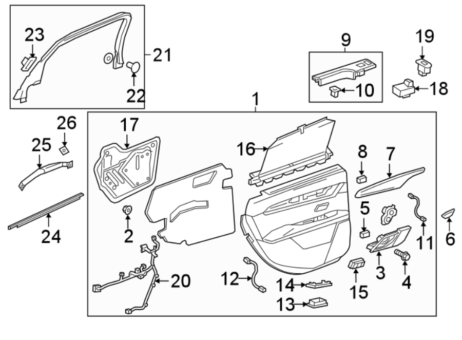 Diagram REAR DOOR. INTERIOR TRIM. for your 1998 Chevrolet Camaro   