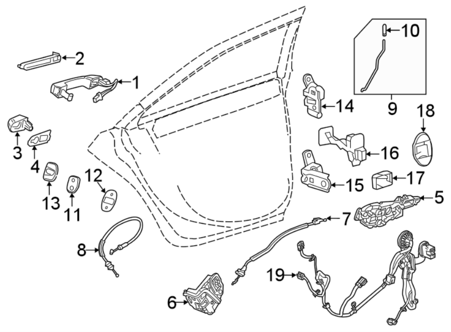 Diagram REAR DOOR. LOCK & HARDWARE. for your Cadillac